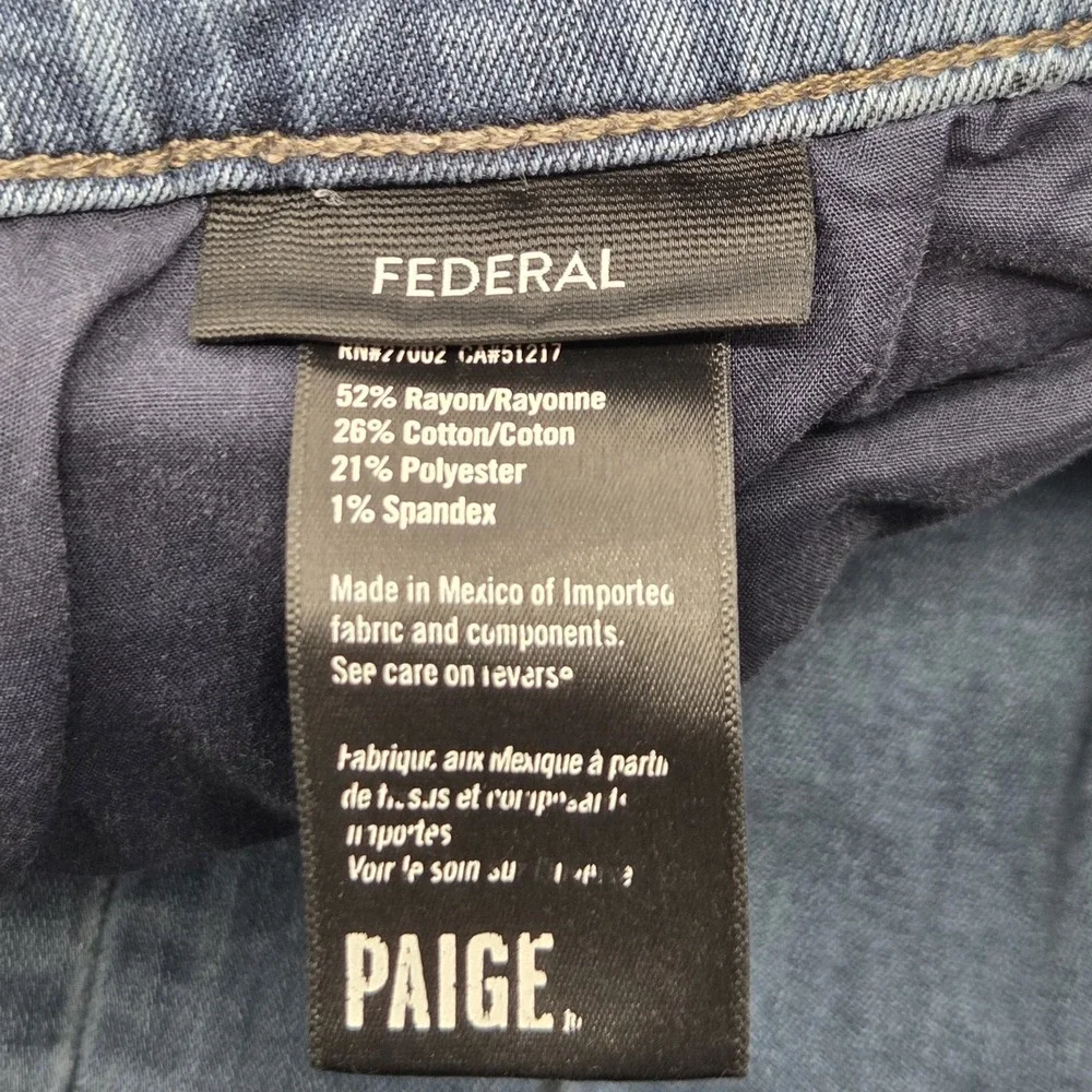 PAIGE Federal Jeans Mens 38 x32 Straight Blue Stretch Denim Rivington